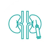 Stylized kidney outline with nutrition icon denoting expert renal diet guidance