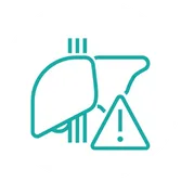Stylized liver icon representing dietitian‑guided nutrition strategies for managing liver disorders